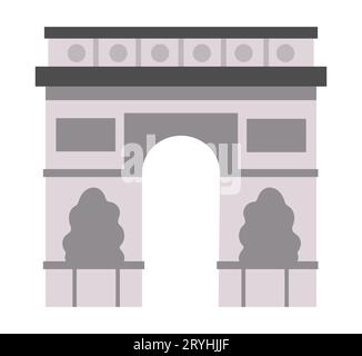 Icône d'arc de triomphe de vecteur. Illustration de vue de Paris. Monument traditionnel de la France. Lieu historique de style plat français d'intérêt isolé sur fond blanc Illustration de Vecteur