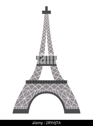 Icône de la tour Eiffel Vector. Illustration de vue de Paris. Monument traditionnel de la France. Lieu historique de style plat français d'intérêt isolé sur le dos blanc Illustration de Vecteur