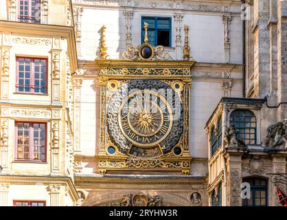 La Grande horloge, horloge astronomique construite au 14e siècle dans le style gothique et Renaissance, à Rouen, Normandie Banque D'Images