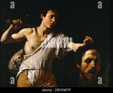 Caravage/ David avec la tête de Goliath, huile sur toile, 90,5 cmx116.5. MUSÉE : KUNSTHISTORISCHES MUSEUM / VIENA / AUTRICHE. Banque D'Images