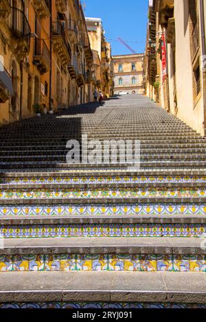 Escalier de Santa Maria del Monte à Caltagirone Banque D'Images