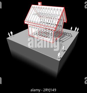 Construction de maison individuelle simple avec cadre en bois Construction Banque D'Images