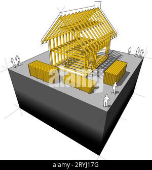 Construction de maison individuelle simple avec cadre en bois Construction Banque D'Images