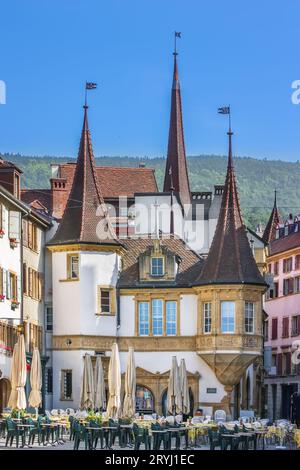 Place du marché à Neuchâtel, Suisse Banque D'Images