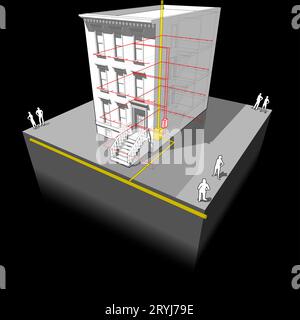 Maison de ville et de gaz à micro de chaleur et d'électricité schéma générateur avec des notes à la main Banque D'Images