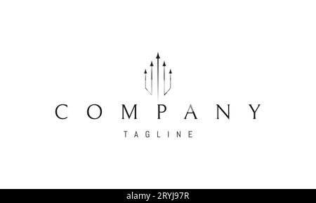 Logo vectoriel avec une image abstraite d'un trident dans un style linéaire. Illustration de Vecteur