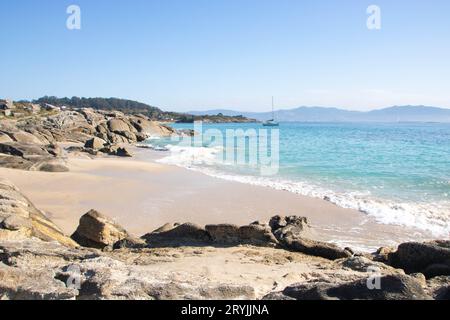 Belle plage de Nerga à Cangas, Galice, Banque D'Images