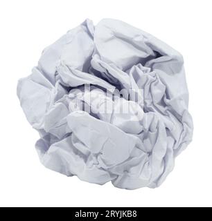 Bourre de papier froissée sur fond blanc. Morceau de papier frisé Banque D'Images