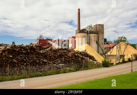 Billingsfors est une usine suédoise de papier et ancienne usine de fer située à Billingsfors, dans la paroisse de Steneby, dans la municipalité de Bengtsfors. Banque D'Images