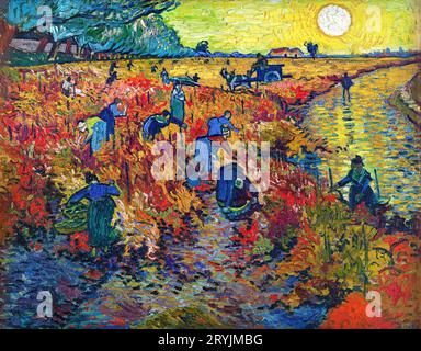 Vincent van Gogh's The Red Vineyard célèbre peinture de paysage. Banque D'Images