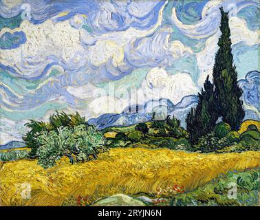 Champ de blé avec cyprès par Vincent van Gogh Banque D'Images