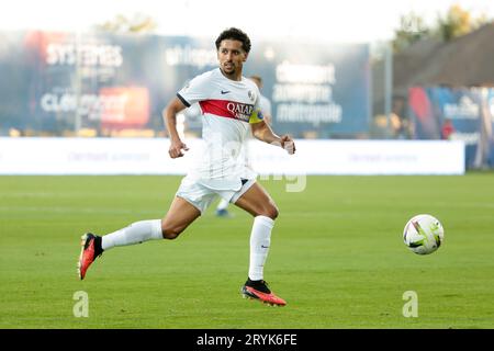 Clermont Ferrand, France. 30 septembre 2023. Marquinhos du PSG lors du match de championnat de France de Ligue 1 entre Clermont foot 63 et Paris Saint-Germain (PSG) le 30 septembre 2023 au Stade Gabriel-Montpied à Clermont-Ferrand - photo Jean Catuffe/DPPI crédit : DPPI Media/Alamy Live News Banque D'Images