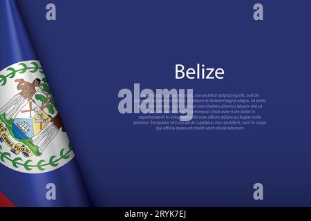 3d drapeau national Belize isolé sur fond avec copyspace Illustration de Vecteur