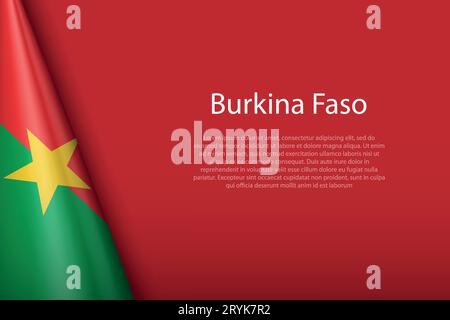 3d drapeau national Burkina Faso isolé sur fond avec copyspace Illustration de Vecteur