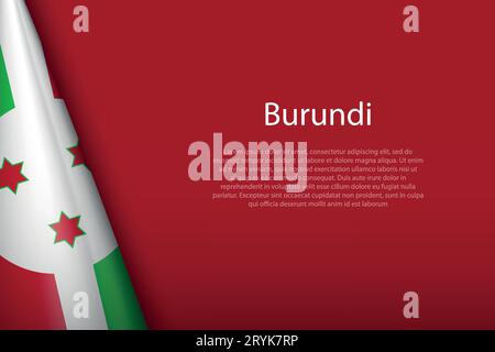 3d drapeau national Burundi isolé sur fond avec copyspace Illustration de Vecteur