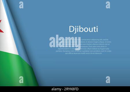 3d drapeau national Djibouti isolé sur fond avec copyspace Illustration de Vecteur