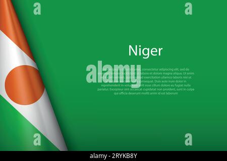 3d drapeau national Niger isolé sur fond avec copyspace Illustration de Vecteur