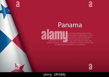 Drapeau national 3d Panama isolé sur fond avec copyspace Illustration de Vecteur