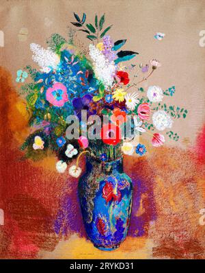 Bouquet de fleurs par Odilon Redon. Original du MUSÉE MET. Banque D'Images