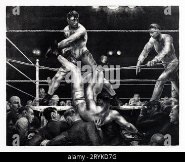 Dempsey et Firpo imprimés en haute résolution par George Wesley Bellows. Original de la Boston public Library. Banque D'Images