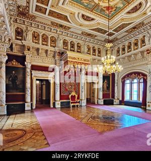 Salle du trône, Château de Schwerin, Schwerin, Mecklembourg-Poméranie occidentale, Allemagne, Europe Banque D'Images