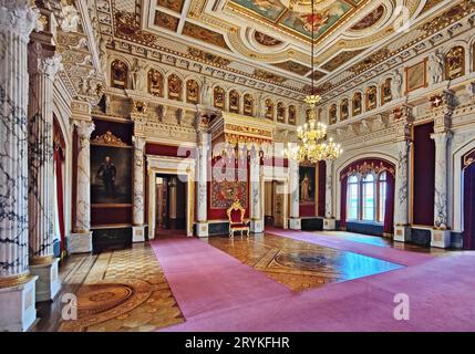 Salle du trône, Château de Schwerin, Schwerin, Mecklembourg-Poméranie occidentale, Allemagne, Europe Banque D'Images