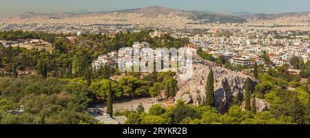 Horizon d'Athènes avec église Agia Marina, Grèce Banque D'Images