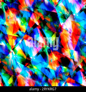 Beau motif de vitrail, fibonacci, polygones, technologie, propre, palette de couleurs cool. Banque D'Images