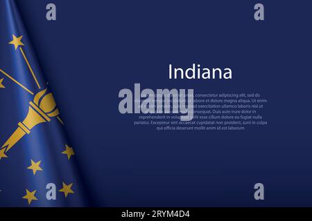 Drapeau 3d Indiana, état des États-Unis, isolé sur fond avec Copyspace Illustration de Vecteur
