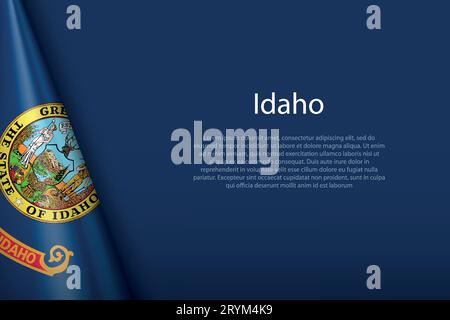 Drapeau 3d Idaho, état des États-Unis, isolé sur fond avec Copyspace Illustration de Vecteur