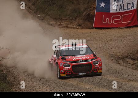 Los Angeles, Chili. 01 octobre 2023. 20 YOHAN ROSSEL (FRA), ARNAUD DUNAND (FRA), PH SPORT, CITROEN C3, RC2, Rally2, action lors du Chili Rally 2023, 11e manche du Championnat du monde des voitures de rallye WRC 2023, du 28 septembre au 1 octobre 2023 à Los Angeles, Chili - photo Sophie Graillon/DPPI crédit : DPPI Media/Alamy Live News Banque D'Images