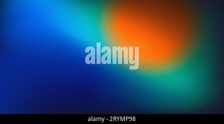 Abstrait bleu orange sarcelle texture granuleuse fond rétro, couleur vive dégradé poster design Banque D'Images