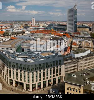 Panorama de la ville, vue de la tour de la mairie au gratte-ciel de la ville, Leipzig, Saxe, Allemagne Europe Banque D'Images