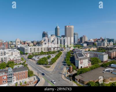 : 25 mai Indianapolis Skyline Banque D'Images