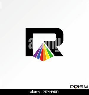 Logo design concept graphique créatif abstrait premium signe vectoriel stock police unique lettre R avec des couleurs de prisme pyramidal. Lié au monogramme géométrique Illustration de Vecteur