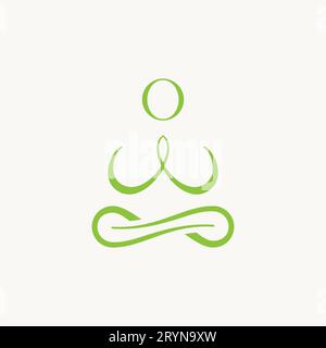 Logo design concept graphique abstrait créatif vecteur premium signe unique stock ligne de yoga de méditation avec meta Infinity liée au bien-être des soins de santé Illustration de Vecteur