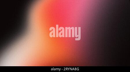Dégradé de couleur fond granuleux foncé, rouge orange blanc éclatant taches abstraites sur noir, effet de texture de bruit Banque D'Images