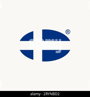 Logo design concept graphique créatif abstrait premium signe vecteur stock Islande drapeau sur l'espace négatif ellipse. Badge brexit europe pays du Royaume-Uni associé Illustration de Vecteur
