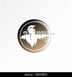 Logo design concept graphique créatif abstrait premium signe vectoriel stock unique trojan viking spartian sur bloc de tir à l'arc lié à l'arme de flèche militaire Illustration de Vecteur