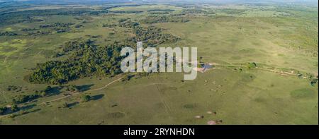 Vue aérienne du paysage rural typique dans les zones humides du Pantanal, Mato Grosso, Brésil Banque D'Images