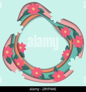 Papier découpé floral ressort abstrait superposé fond dans des tons doux saisonniers à la mode. Bonjour printemps. Modèle vectoriel pour lettrage, affiche, bannière, brochure, salutations ou invitations, prix, étiquette ou toile Illustration de Vecteur