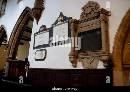 Mémoriaux de la famille Susanna Eyton et Abbey, St. Peter et St. Paul Church, Watford, Northamptonshire, Angleterre, Royaume-Uni Banque D'Images