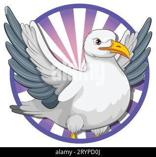 Illustration vectorielle de dessin animé d'une mouette sous forme d'icône de style comique Illustration de Vecteur