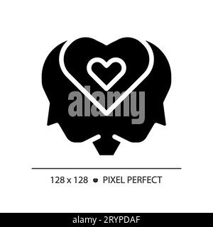 Icône d'empathie de style glyphe noir 2D. Illustration de Vecteur