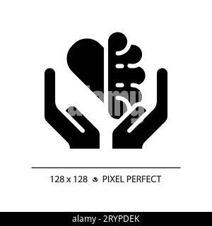 Icône d'émotion et d'équilibre logique de style glyphe noir 2D. Illustration de Vecteur