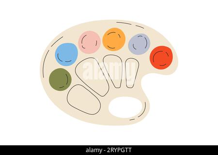 Palette d'artiste avec des peintures de différentes couleurs. Illustration de Vecteur