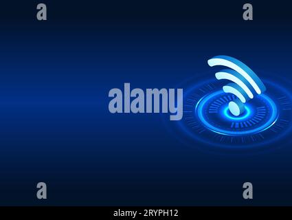 Technologie Wi-Fi icône Wi-Fi placée sur le cercle de technologie il s'agit d'une technologie qui transmet des signaux Internet sans fil aux appareils électroniques, permettant peo Illustration de Vecteur