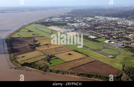 Vue aérienne de l'aéroport John Lennon de Liverpool Banque D'Images