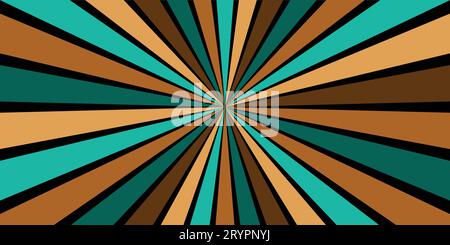 Fond de carnaval groovy Sunburst. Motif tourbillon soleil et arc-en-ciel, vibrations d'affiche vintage. Éléments de rayon funky, motifs de cercle, thèmes de rayon Comics. Illustration de Vecteur