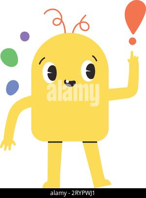 Formes et figures ludiques, mélangeant des dessins abstraits avec des visages de dessins animés. Collection pour les enfants, mettant en valeur des éléments amusants et des monstres mignons. vec plat Illustration de Vecteur